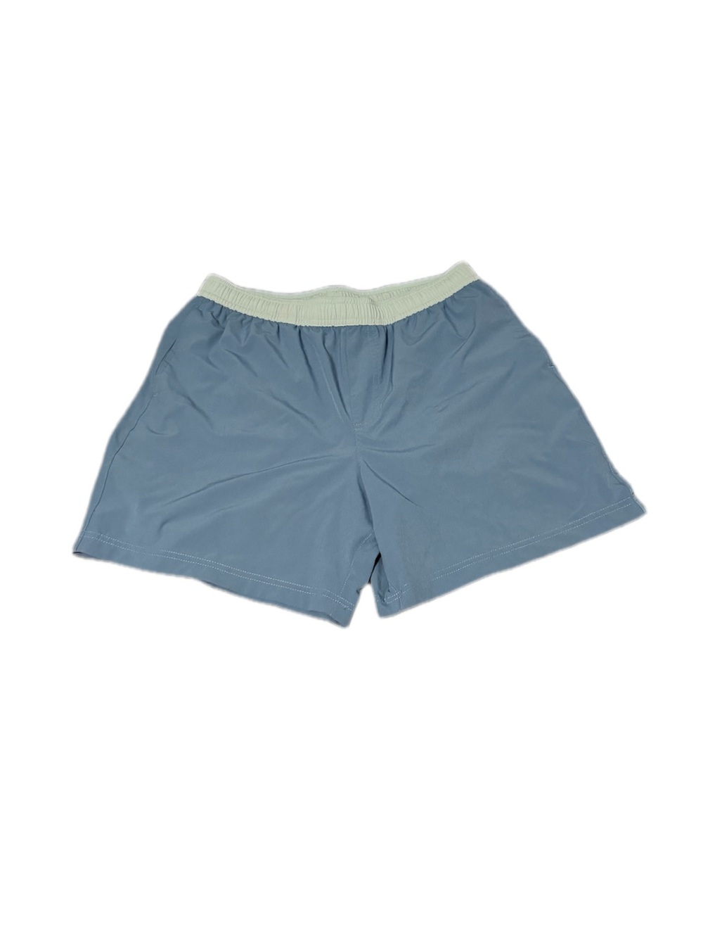 Chubbies 5.5” athletic shorts with hidden liner, size large light blue